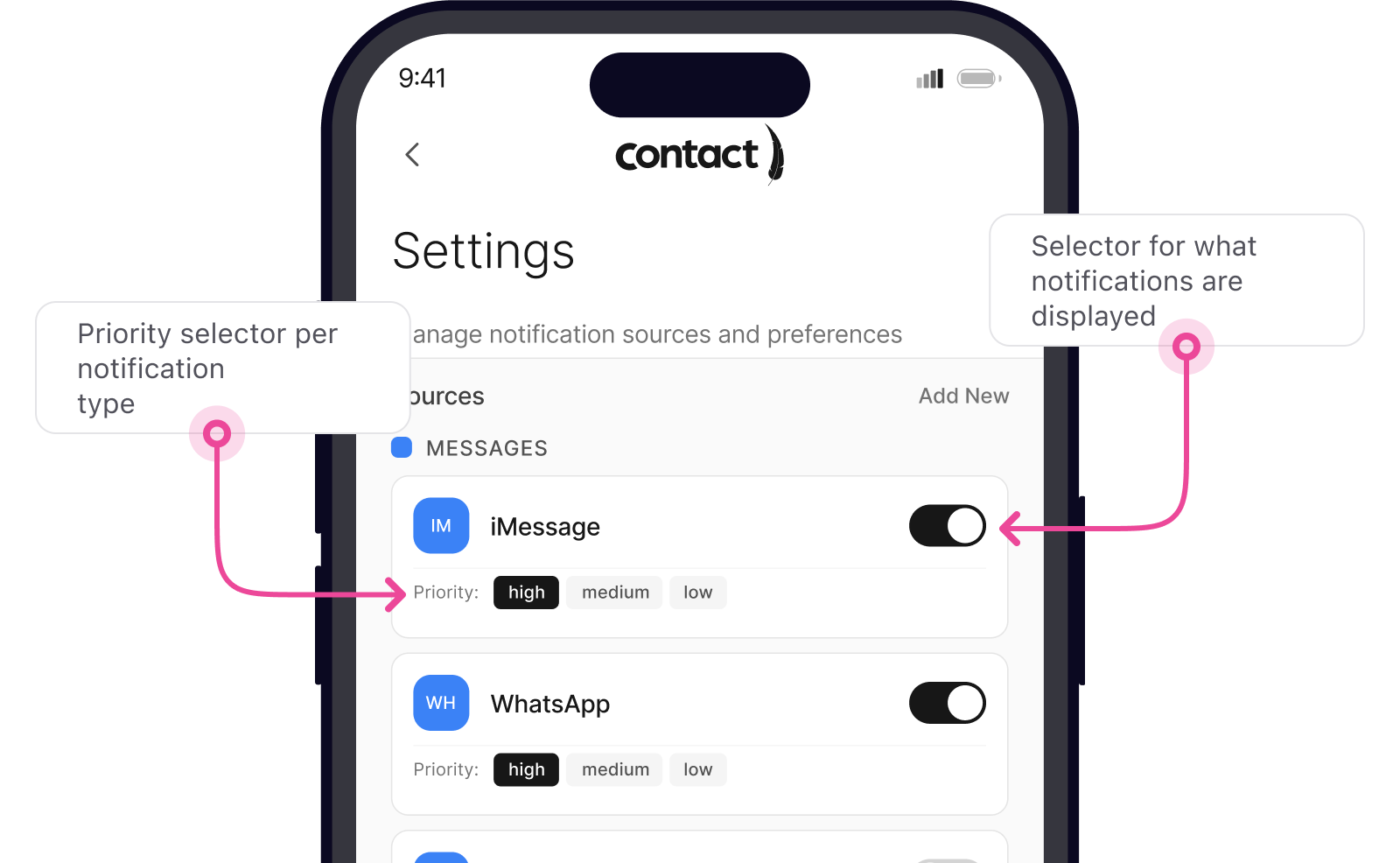 Settings explanation interface